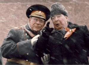 Figure 2. On the podium with Ustinov at the meeting of the Parade on November 7, 1982.