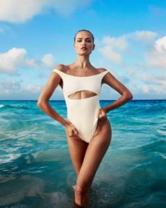 Russian fashion model Natalya Sergeevna Polevshchikova in a swimsuit