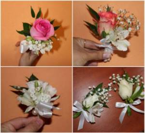 Rose and alstroemeria in a boutonniere composition
