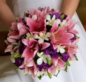 Pink bouquet with lilies