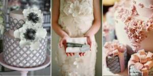 gray and pink wedding cake