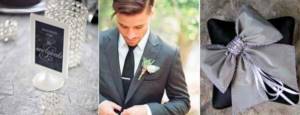 gray groom suit and black tie