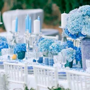 синие оттенки в украшении свадебного торжества
