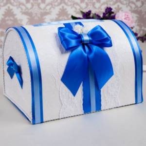 blue chest with bow