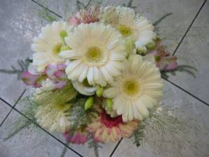 Modest wedding bouquet of white gerberas