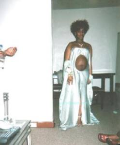Funny wedding dress for a pregnant bride