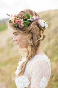 Stylish hairstyle with flowers