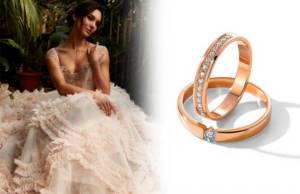 свадьба 2021 образ невесты свадебное платье свадебная мода бежевое платье обручальные кольца