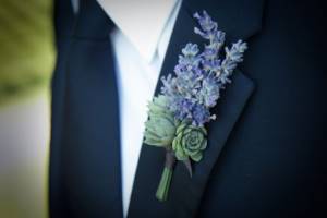 wedding in Provence style, groom&#39;s boutonniere with lavender