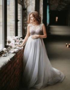 wedding dress for pregnant bride photo