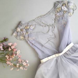 Wedding dress with homemade decorative elements