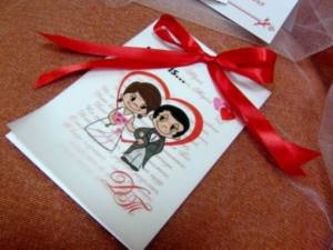 wedding invitation in the style of Love is