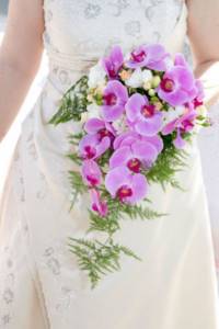 Wedding bouquets of pink orchids