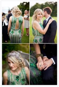 wedding dresses with green elements