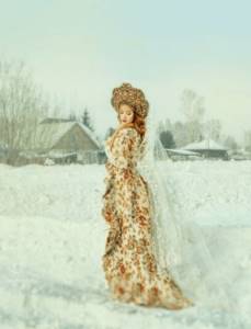 wedding dresses in Russian folk style