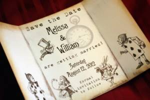 Alice in Wonderland style wedding invitations