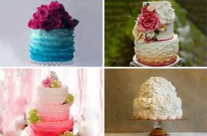 Cream wedding cakes with ombre effect