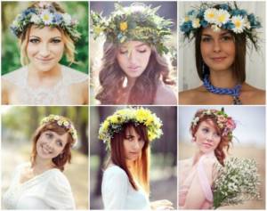 Wedding hair decorations with wildflowers