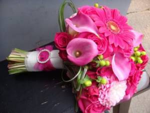 Wedding bouquet of gerberas and callas