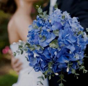 wedding bouquet of hydrangea and freesia