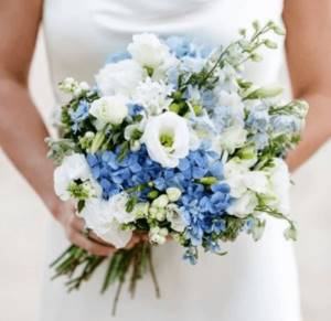 wedding bouquet of hydrangea and roses