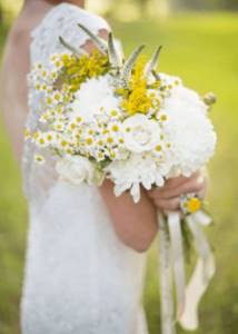wedding bouquet of chrysanthemums and alstroemerias