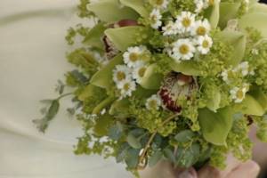 Wedding bouquet with green orchids