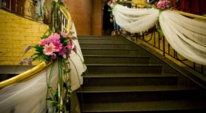 Wedding decor of the staircase to the house