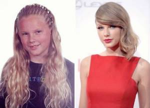 Taylor Swift in childhood and now