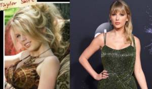 Taylor Swift at the beginning of her career and now
