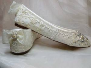 Textile wedding ballet shoes with rhinestones