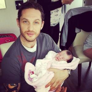 Tom Hardy with his son