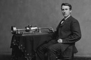 Thomas Edison with a phonograph