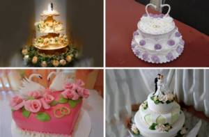 Cakes with figures and flowers