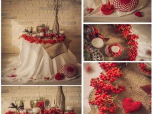 We decorate the wedding with leaves, branches, rowan berries