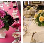 Table decoration with artificial flowers