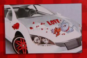 Decorations for a wedding car