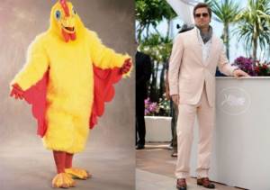 In his youth, Brad Pitt advertised a chicken in a chicken suit