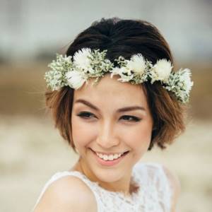 flower wreath for wedding hairstyles for short hair