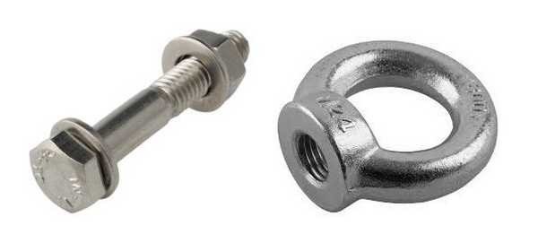Instead of a regular nut, a ring nut is screwed onto the bolt passed through the hole in the crossbar.