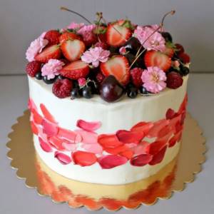 berry red and white wedding cake