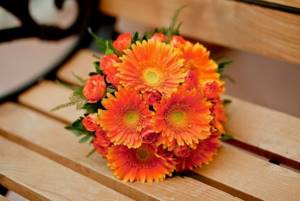 Bright bouquet of orange gerberas