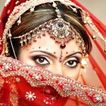 Bright eye makeup for an Indian bride