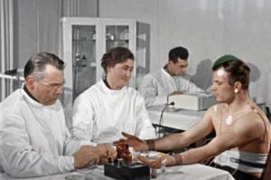 Yuri Gagarin at a doctor&#39;s appointment