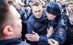Detention of Alexei Navalny at an anti-corruption rally on Tverskaya Street