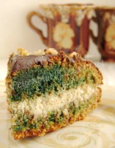 green cake with halva