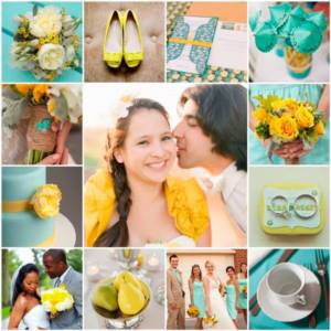 yellow and blue wedding