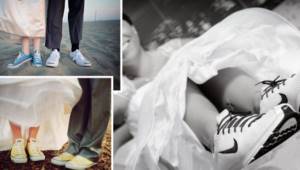 Bride and groom in sneakers or sneakers