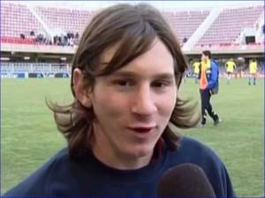 Journalists interview Lionel Messi