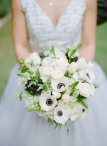Winter bridal bouquet with anemones